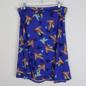 Lularoe Azure Hummingbird Blue Skirt XXL NWOT
